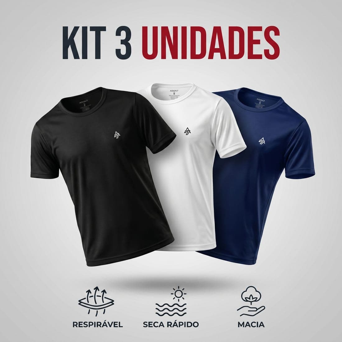 Kit 3 Camisetas Dry-Fit — imagem 1